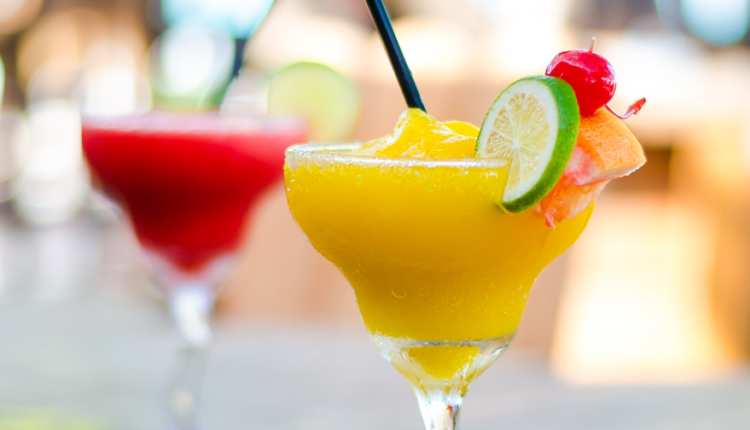 Frozen Drinks Mango Strawberry Margaritas at Bugaloo’s Restaurant Turks and Caicos Islands